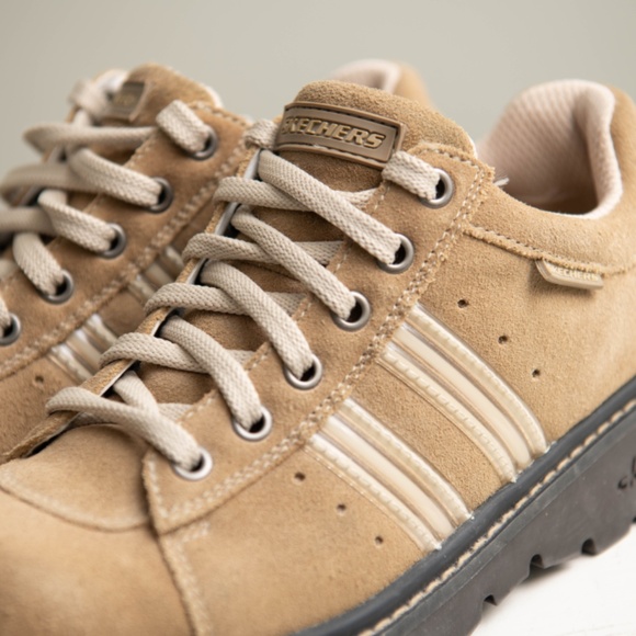 VTG Sketchers Platform Chunky Y2K 90s Grunge Suede Shoes Womens Sz 6.5 Brown Tan - Picture 3 of 8